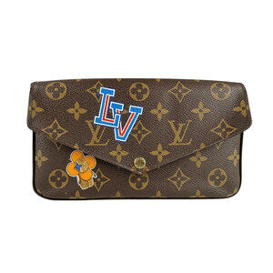 Louis Vuitton Felicie Monogram Canvas Chain Wallet Brown Noir Black